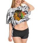 Calhoun NHL Surf & Skate Womens Oversize Drop Shoulder Crop T-Shirt – The Sunset Collection (Chicago Blackhawks, Large/X-Large)