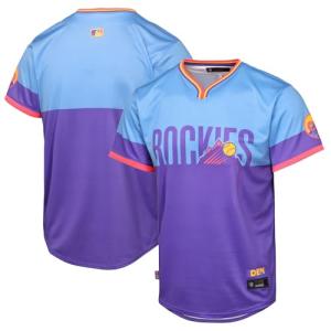 Outerstuff MLB Colorado Rockies Kids Youth Boys 4-20 Purple Light Blue City Connect Blank Jersey - Large 14/16
