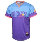 Outerstuff MLB Colorado Rockies Kids Youth Boys 4-20 Purple Light Blue City Connect Blank Jersey - Large 14/16