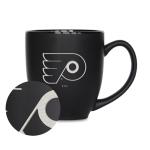 Rico Industries NHL Hockey Philadelphia Flyers 15oz Laser Engraved Matte Black Ceramic Bistro Mug - For Hot or Cold Drinks