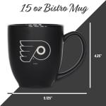 Rico Industries NHL Hockey Philadelphia Flyers 15oz Laser Engraved Matte Black Ceramic Bistro Mug - For Hot or Cold Drinks