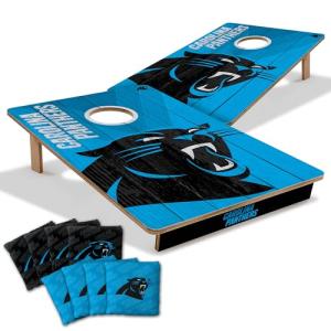 YouTheFan NFL Carolina Panthers 2’ x 3’ Wood Cornhole Game with Logo Bags