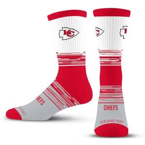 For Bare Feet NFL KANSAS CITY CHIEFS Elevate Premium Dress Crew Sock Team Color Large