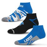 For Bare Feet NFL Detroit Lions CAMO BOOM 3 Pack Ankle Sock Team Colors Large