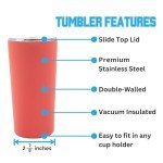 Decorvo University of Cincinnati Bearcats Tumbler - Red Double Walled Insulated Travel Thermos with Slide Lid - 18 oz