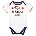 NFL Denver Broncos 3 Pack Ruffle Sleeve Team Bodysuit, Blue/White/Pink Denver Broncos, 18 Months