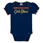 NFL Denver Broncos 3 Pack Ruffle Sleeve Team Bodysuit, Blue/White/Pink Denver Broncos, 18 Months