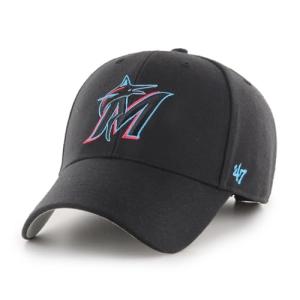 '47 Miami Marlins Hat (Florida Marlins) Mens Womens Baseball Cap MVP, Adjustable, Black, One Size Fits