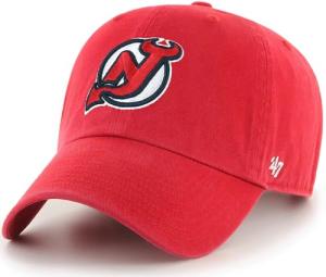 47 NHL Team Color Alternate Primary Logo Clean Up Adjustable Cap Dad Hat, Adult One Size Fits All - New Jersey Devils Red