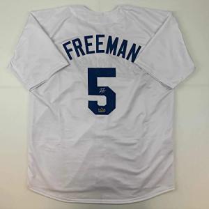 Facsimile Autographed Freddie Freeman Los Angeles LA White Reprint Laser Auto Baseball Jersey Size Men's XL