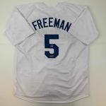 Facsimile Autographed Freddie Freeman Los Angeles LA White Reprint Laser Auto Baseball Jersey Size Men's XL