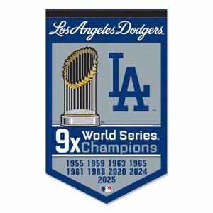 WinCraft Los Angeles Dodgers 9x World Champions Banner Pennant, 15x24"
