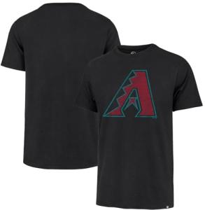 47 Brand MLB Men's Team Color Distressed Imprint Primary Logo Short Sleeve Baseball T-Shirt - Arizona Diamondbacks - Black - Large