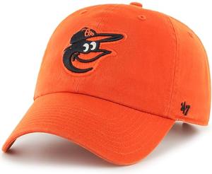 47 MLB Alternate Primary Logo Clean Up Adjustable Hat Cap, Adult One Size - Baltimore Orioles - Orange