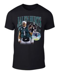 DeeTeeGee Black Philadelphia Jalen Hurts Bootleg Style Throwback Style T-Shirt Men's Adult Large