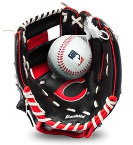 Franklin Sports MLB Youth Teeball Glove and Ball Set - Kids Cincinnati Reds Baseball and Teeball Glove and Ball - Perfect First Kids Glove - 9.5"