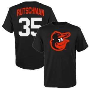 Outerstuff Adley Rutschman Baltimore Orioles MLB Kids Youth 8-20 Official Player Name & Number Jersey T-Shirt (US, Numeric, Size: 10-12, Regular, Black)