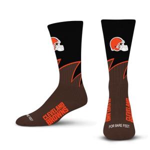 For Bare Feet NFL CLEVELAND BROWNS Black Wave Crew Sock Team Color LARGE