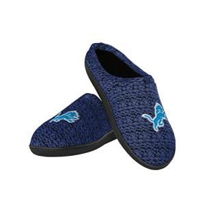 FOCO NFL Detroit Lions Men's Poly Knit Cup Sole Slipper, Team Color, Large (11-12)