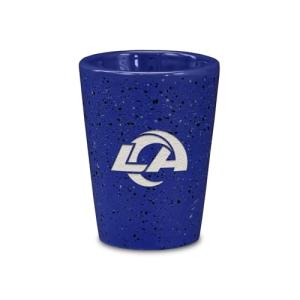 Rico Industries NFL Football Los Angeles Rams 2oz Ceramic Shot Glass for Fans, Laser Engraved In Team Color Single Shot Glass