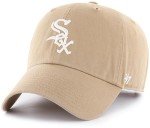 47 MLB Khaki White Primary Logo Clean Up Adjustable Strap Hat Cap, Adult One Size Fits All (Chicago White Sox)