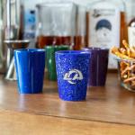 Rico Industries NFL Football Los Angeles Rams 2oz Ceramic Shot Glass for Fans, Laser Engraved In Team Color Single Shot Glass