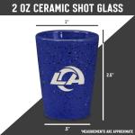 Rico Industries NFL Football Los Angeles Rams 2oz Ceramic Shot Glass for Fans, Laser Engraved In Team Color Single Shot Glass