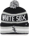 47 MLB Unisex-Adult Officially Licensed Primary Logo Bering Sport Knit Cuffed Pom Beanie Cold Weather Hat - Chicago White Sox Black