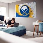 Rico Industries NHL Buffalo Sabres Tie Dye 3' x 5' Banner Flag 3' x 5' Banner Flag Single Sided - Indoor or Outdoor - Home Décor