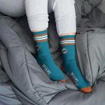 For Bare Feet NFL 4 Stripe Deuce Crew Sock, Miami Dolphins, Medium