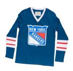 Calhoun NHL Women's V-Neck Varsity Long Sleeve Shirt (New York Rangers, X-Large)