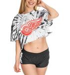 Calhoun NHL Surf & Skate Womens Oversize Drop Shoulder Crop T-Shirt – The Sunset Collection (Detroit Red Wings, Small/Medium)