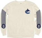Vancouver Canucks NHL Officially Licensed Crewneck Sweatshirt Ringspun Ivory Sleeveshot, Small