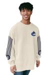 Vancouver Canucks NHL Officially Licensed Crewneck Sweatshirt Ringspun Ivory Sleeveshot, Small