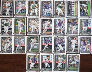 Colorado Rockies 2025 Topps Complete Mint Hand Collated 29 Card Team Set featuring 9 Rookie Cards Greg Jones, Bradley Blalock, Adael Amador, Aaron Schunk, Drew Romo, Luis Peralta and Jaden Hill Plus