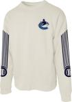 Vancouver Canucks NHL Officially Licensed Crewneck Sweatshirt Ringspun Ivory Sleeveshot, Small