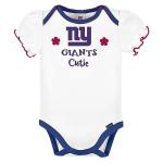NFL New York Giants 3 Pack Ruffle Sleeve Team Bodysuit, blue/white/pink New York Giants, 3-6 Months