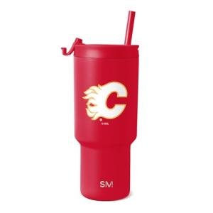 Simple Modern Officially Licensed NHL Calgary Flames 30 oz Tumbler with Flip Lid and Straws | Hockey Insulated Cup Stainless Steel | Gifts for Men Women | Trek Collection | Calgary Flames
