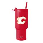 Simple Modern Officially Licensed NHL Calgary Flames 30 oz Tumbler with Flip Lid and Straws | Hockey Insulated Cup Stainless Steel | Gifts for Men Women | Trek Collection | Calgary Flames