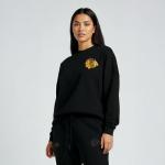 GAME 7 x NHL Women's Officially Licensed Long Sleeve Crew Neck Cotton T-Shirt Black