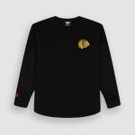 GAME 7 x NHL Women's Officially Licensed Long Sleeve Crew Neck Cotton T-Shirt Black