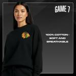 GAME 7 x NHL Women's Officially Licensed Long Sleeve Crew Neck Cotton T-Shirt Black