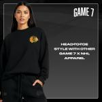 GAME 7 x NHL Women's Officially Licensed Long Sleeve Crew Neck Cotton T-Shirt Black