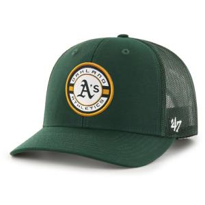 47 Brand MLB Unisex Baseball Team Color Primary Logo Berm Trucker Adjustable Mesh Snapback Hat Adult One Size Fits All - Oakland Athletics - Green