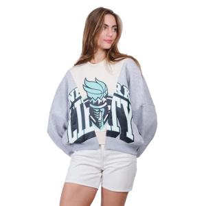 Ultra Game WNBA Official Womens Super Soft Showtime Crew Sweatshirt, New York Liberty, Heather Gray, Medium