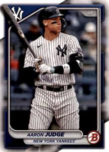 Aaron Judge 2024 Topps BOWMAN Baseball Series Mint Card #7 picturing this New York Yankees Star is his Pinstriped Jersey