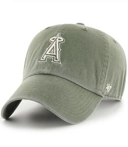 47 Brand MLB Moss Green Primary Logo Clean Up Adjustable Strap Baseball Cap Hat, Adult One Size Fits All - Los Angeles Angels Moss Green