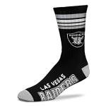 For Bare Feet NFL Youth 4 Stripe Deuce Crew Sock, Las Vegas Raiders, One Size