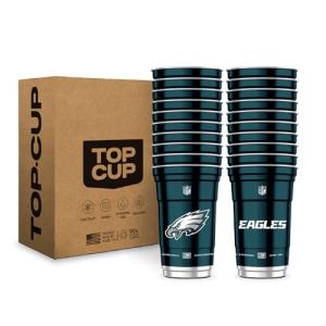 Top Cup NFL Philadelphia Eagles 20 oz Reusable Aluminum Cups 20 Count | Officially Licensed, Durable, Reusable & Recyclable, Made in USA