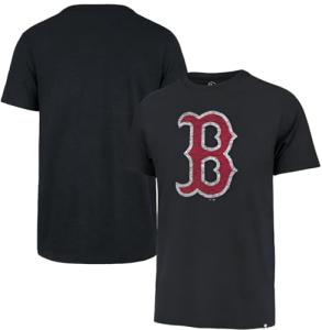 47 Brand MLB Men's Team Color Distressed Imprint Primary Logo Short Sleeve Baseball T-Shirt - Boston Red Sox - Navy - X-Large